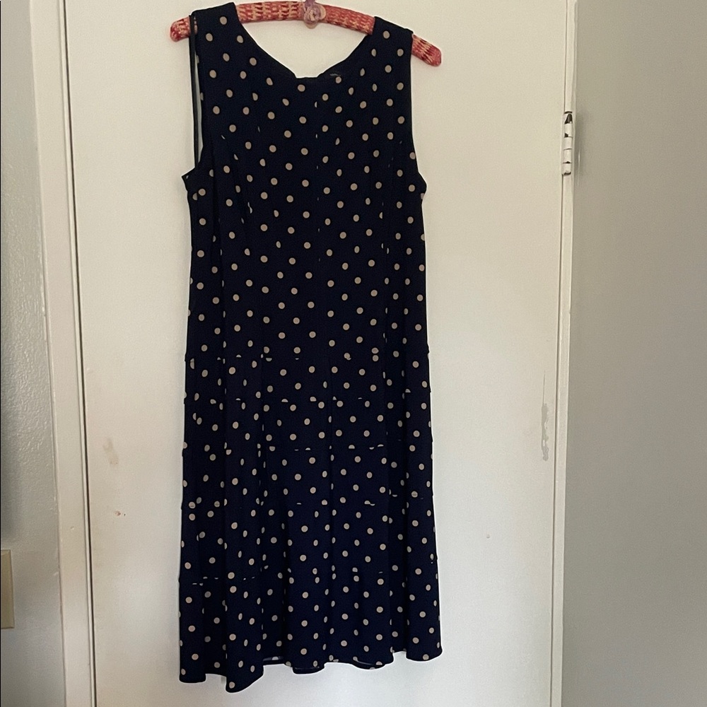 Tommy Hilfiger Navy and Cream Polka Dot Midi Dress